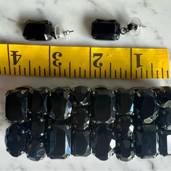 ✨Free with purchase✨Jet black faceted stone set - bracelet and earnings - Picture 6 of 7